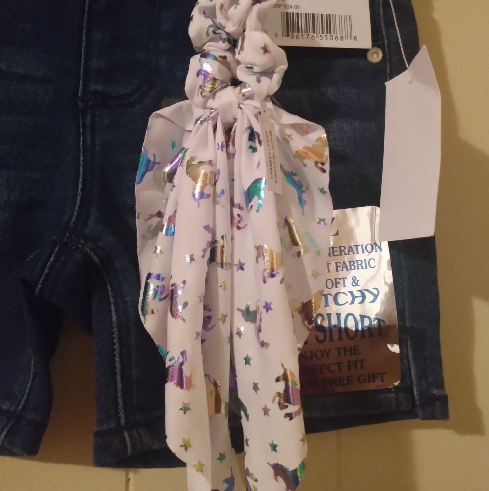 Girl's Stretch Midi Jean Shorts - Picture 2 of 3